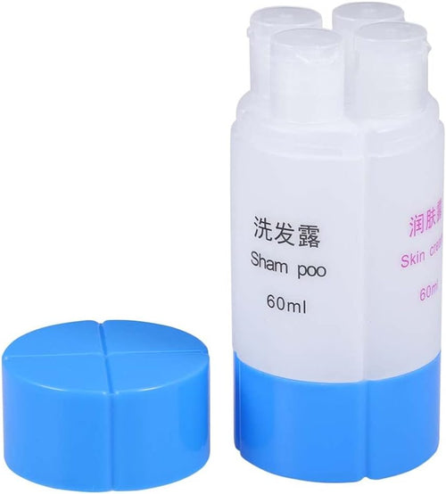 4-In-1 Leakproof Travel Bottles Set 60Ml Refillable Toiletries Containers for Shampoo Lotion Soap in Blue, Pp Material Portable Dispensing Bottles for Camping and Trip Use