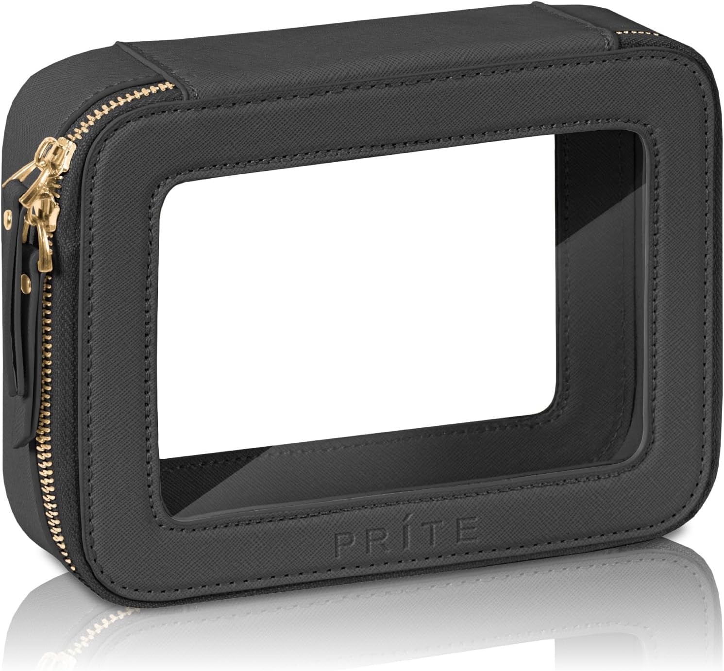 Clear Makeup Bag with Gift Box Waterproof Cosmetic Case Travel Toiletry Bag Car Essentials with Double Zippers (Black)
