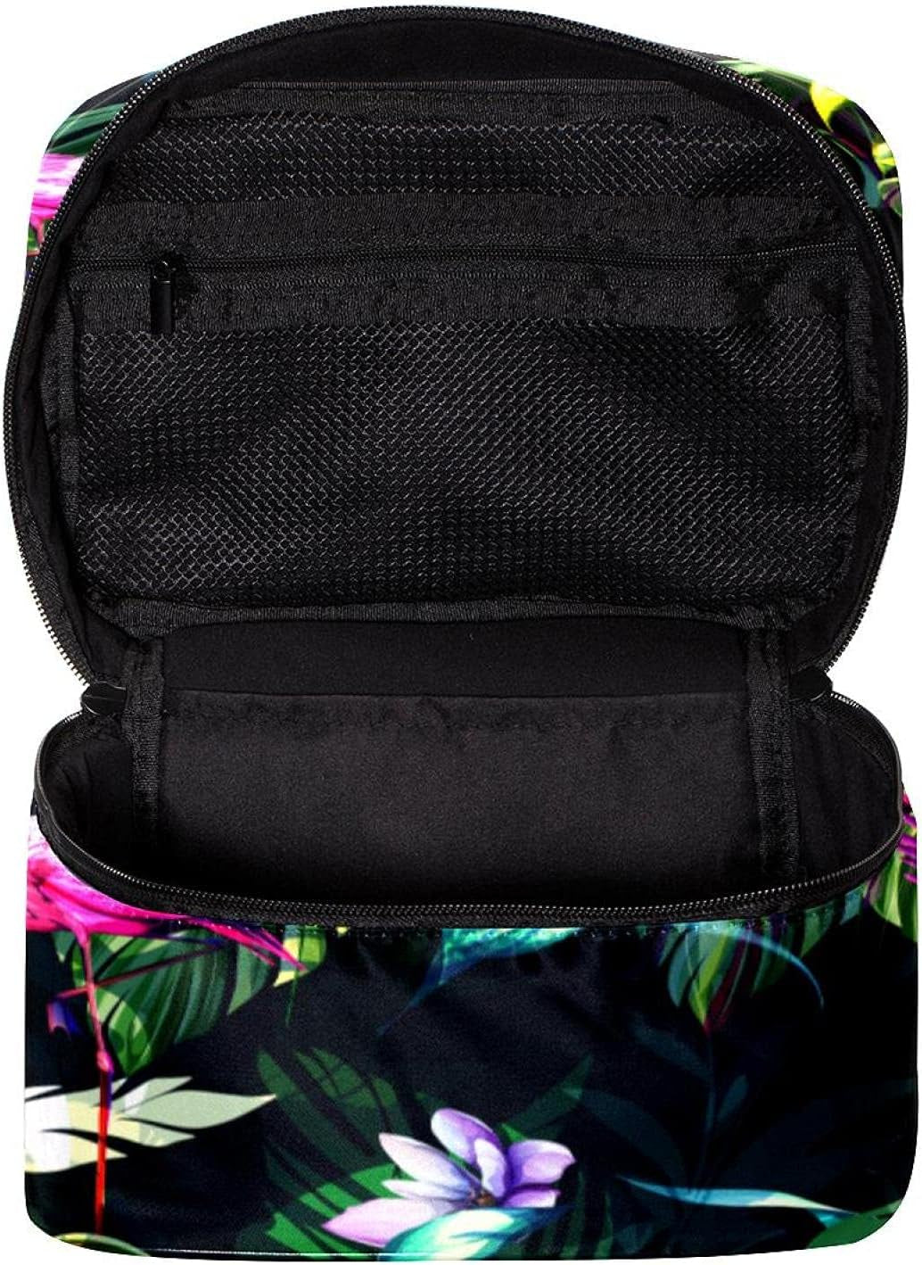 Flamingo Leaves Toiletry Travel Organizer Cosmetic Bag for Women