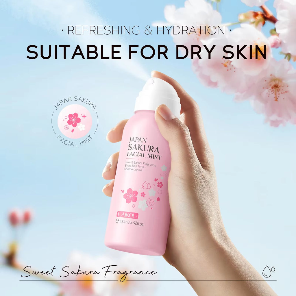 Sakura Facial Mist Brightening Spray Moisturizing Face Serum Brightening Toner Shrink Pores Oil Controlg Skincare 100Ml