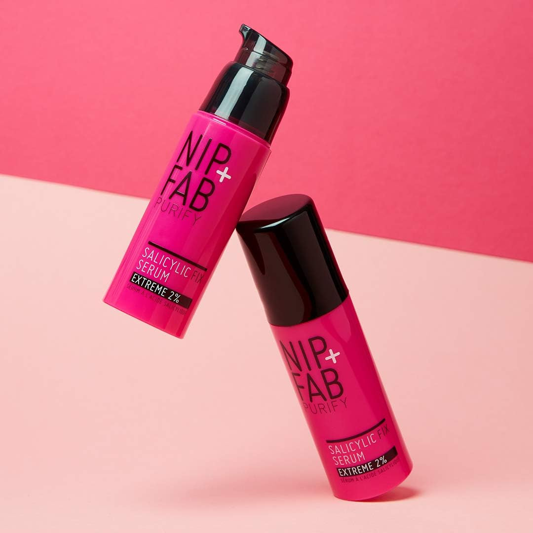 Nip + Fab Salicylic Acid Fix Serum Extreme 2% for Face with Aloe Vera and Purple Ginseng Extract, BHA Serum for Hydrating Skin Refine Pores Oil Control, 50 Ml