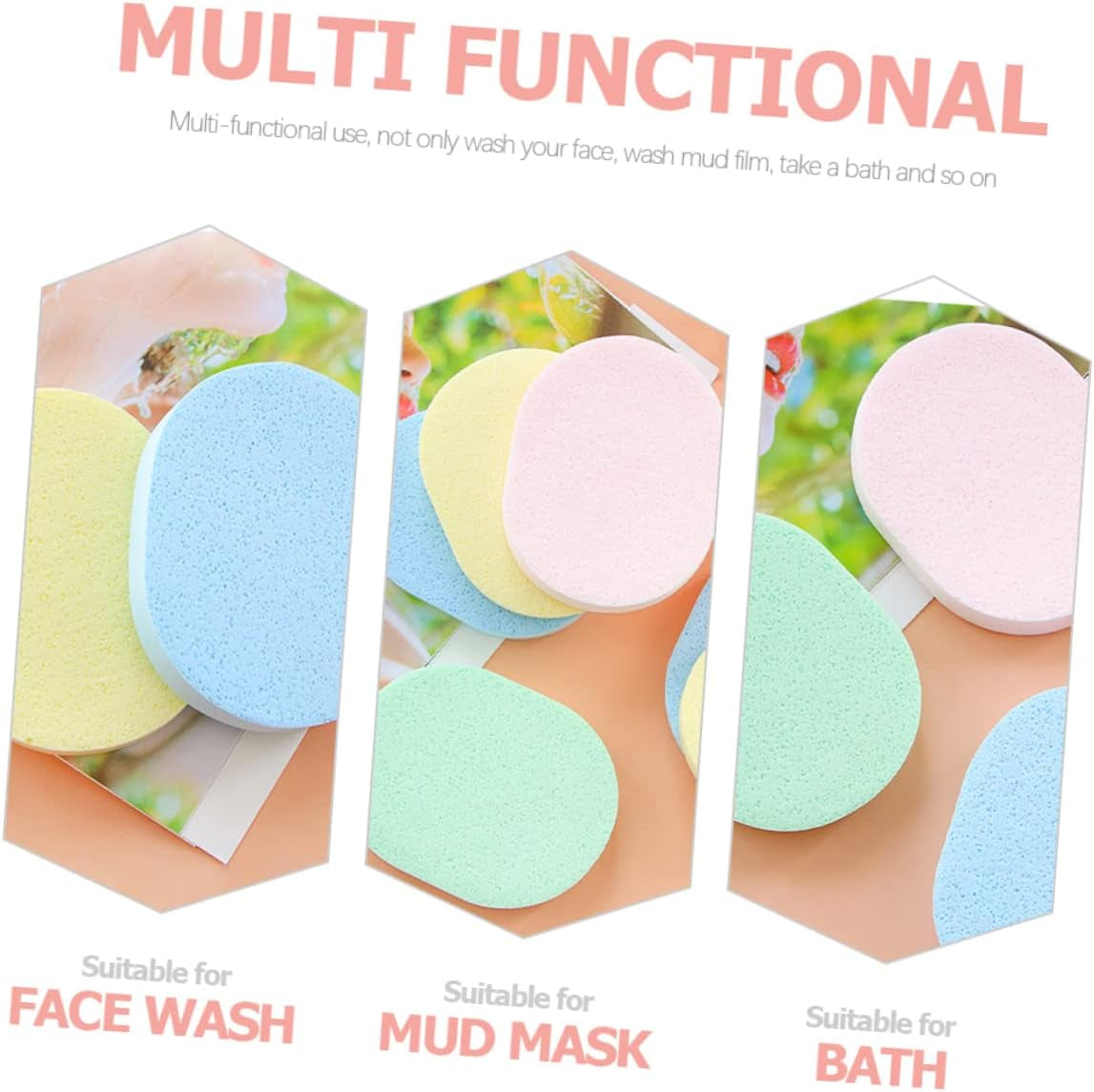 12Pcs Sponge Puff Cleaning Sponge Puff Makeup Powder Breathable Portable Simple and Compact Design Mixed Colour for Face Cleansing Assorted Style