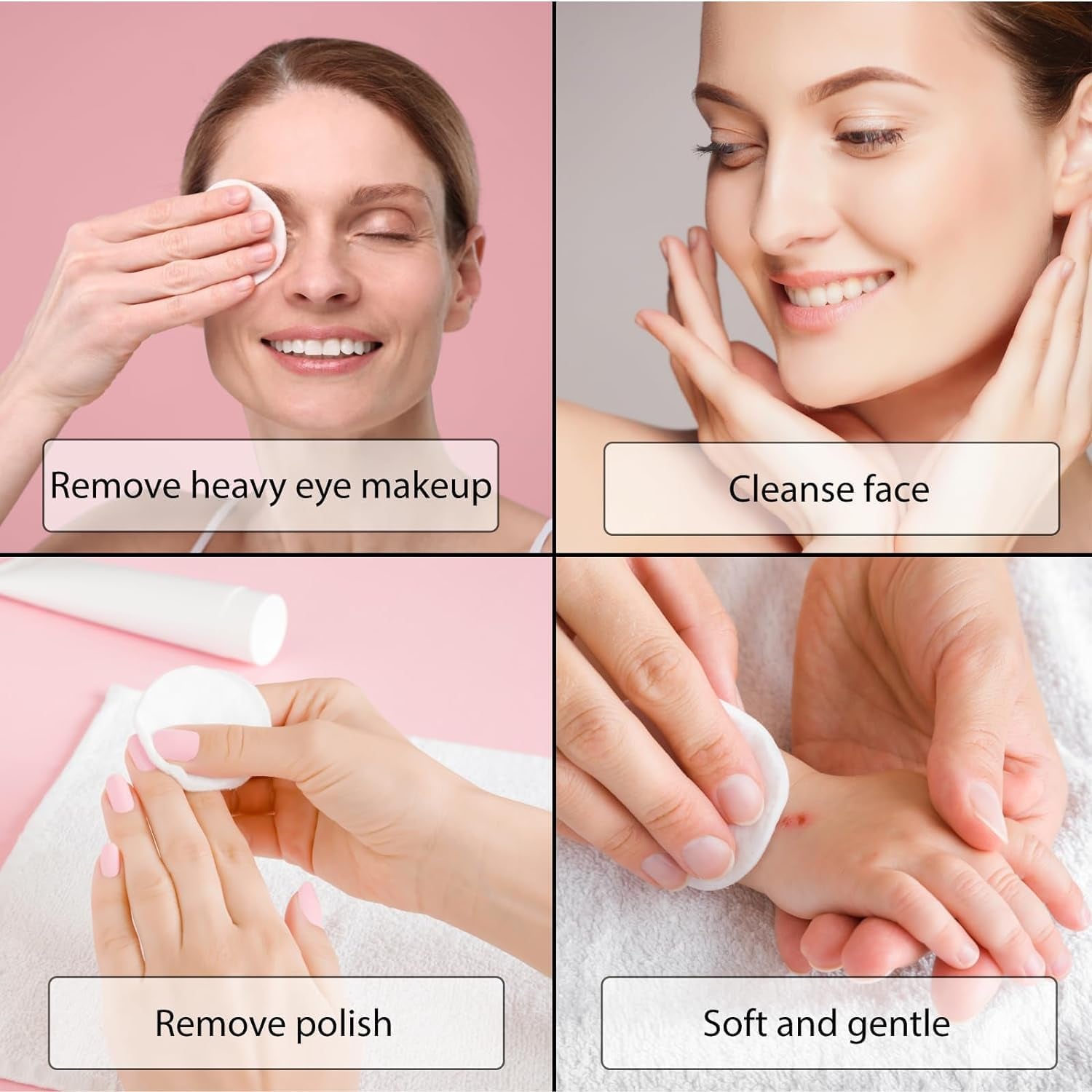 Cotton Wool Pads – 2 Packs of 80 Soft & Gentle Cotton Pads – Ideal for Makeup Removal & Skincare, Size Small