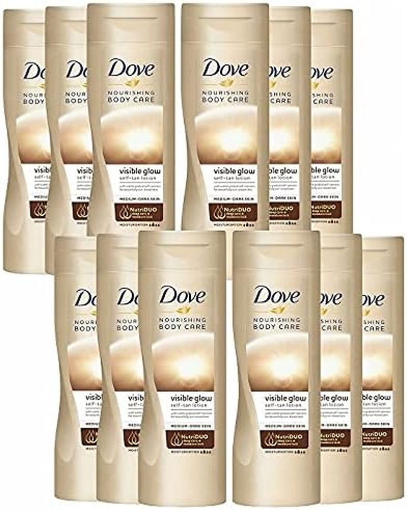 12 Pack  Visible Glow Self Tan Lotion Medium to Dark for Gradual Skin Tone, 400Ml