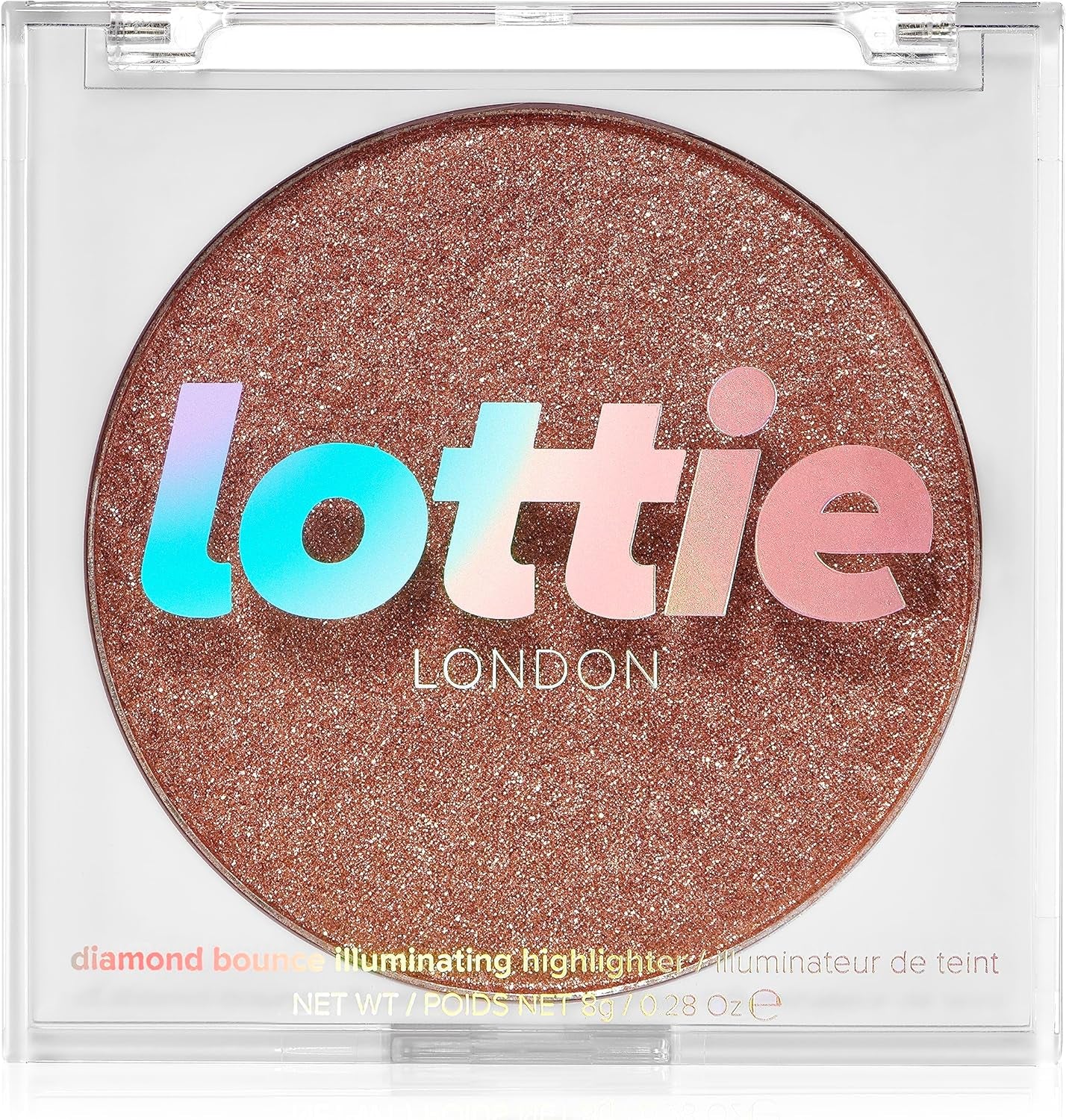 Diamond Bounce Highlighter in Rose Gold, Ultra-Fine Gel-Powder Highlighter with Rose Gold Shimmer for an Icy Iridescent Highlight