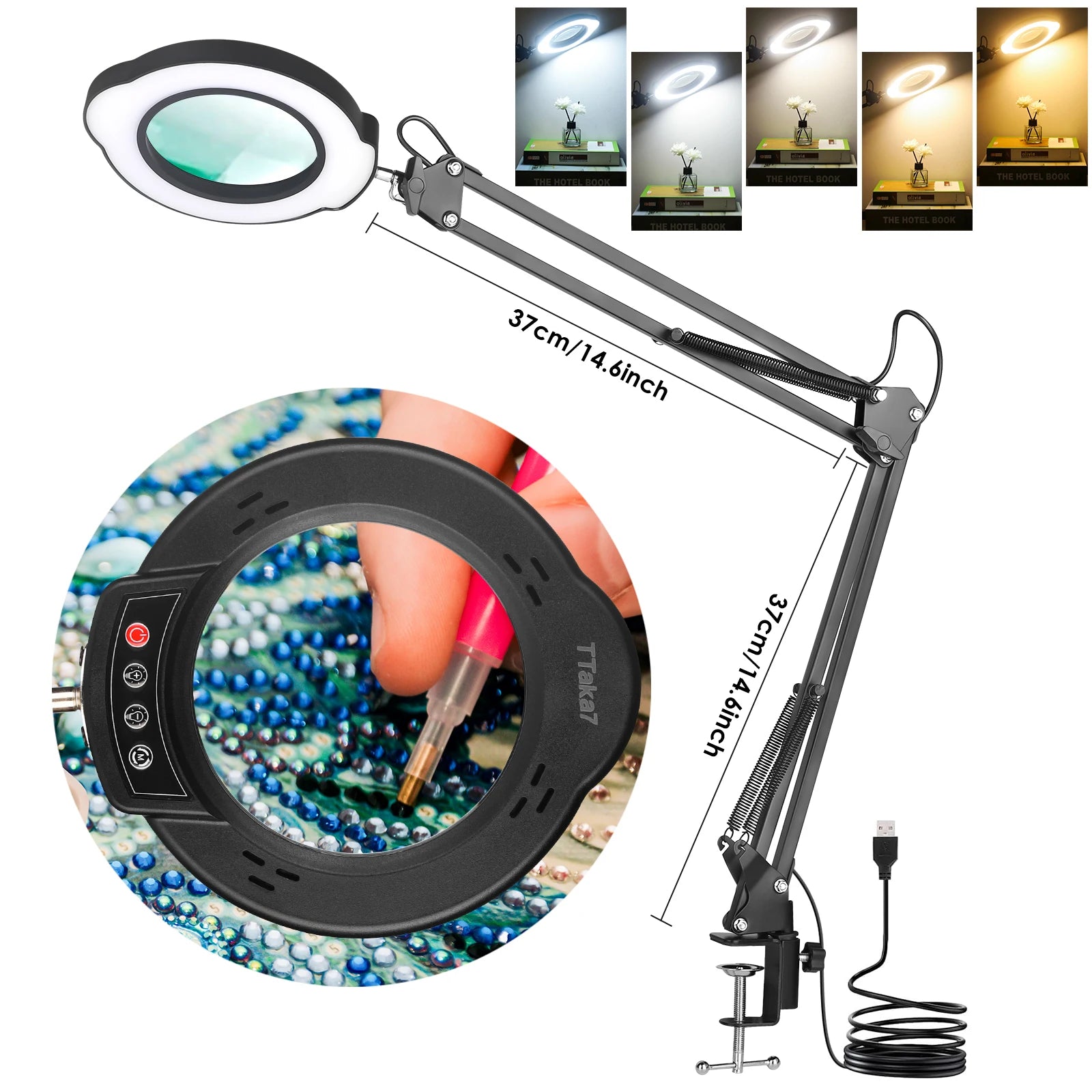 New Lighting Magnifying Glass USB72LED 8X/10X3 Color LED Magnifying Glass for Soldering Iron Repair/Desk Lamp/Skin Care Beauty