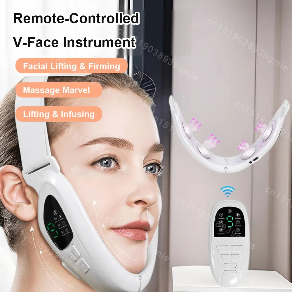 EMS Face Lifting Massager Facial Muscle Exerciser anti Wrinkle Facial Massager Remove the Double Chin Led Photon Therapy