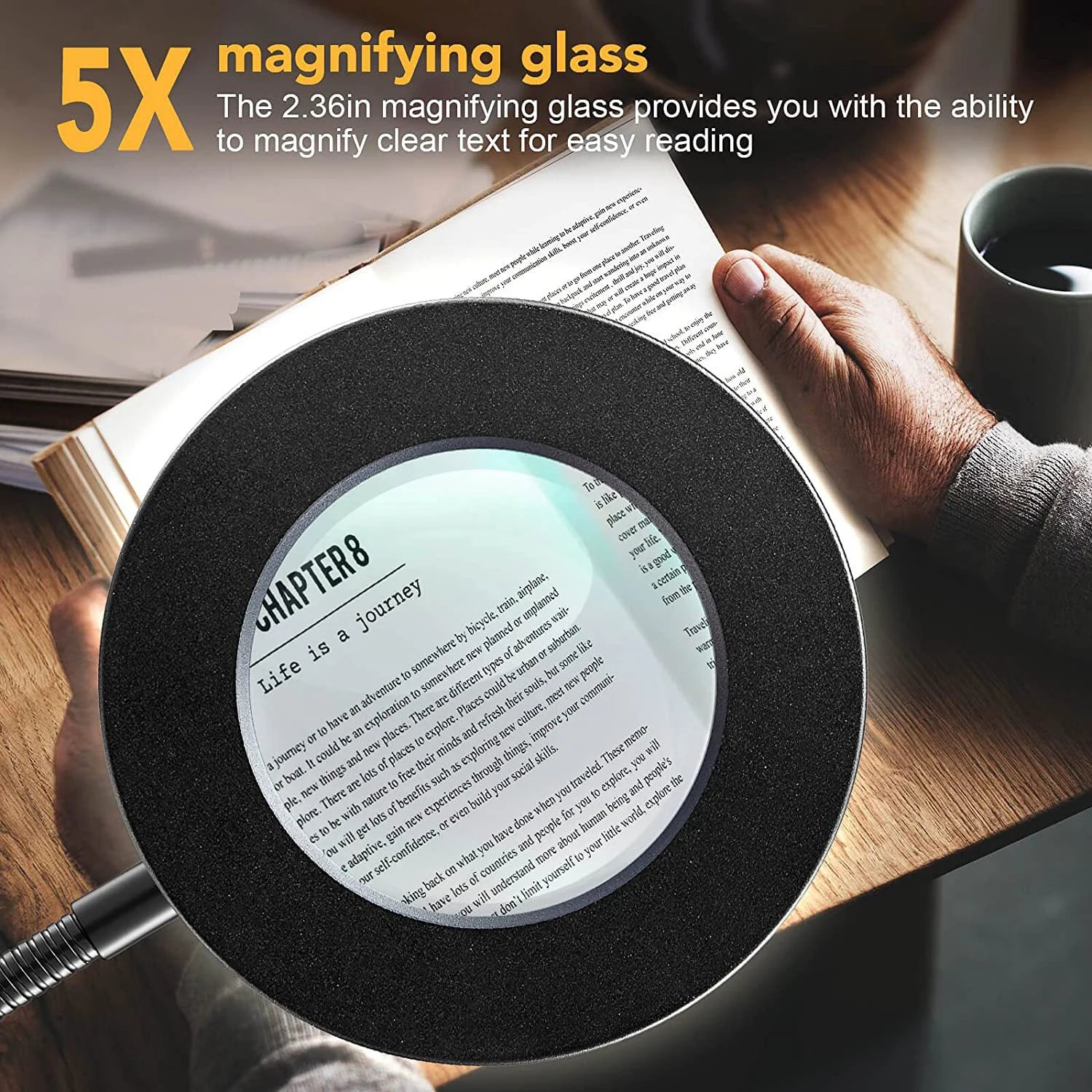 5X/10X New Luminous Magnifying Glass USB 3-Color LED Desk Lamp, Used for Soldering Iron Repair/Desk Lamp/Skincare and Beauty
