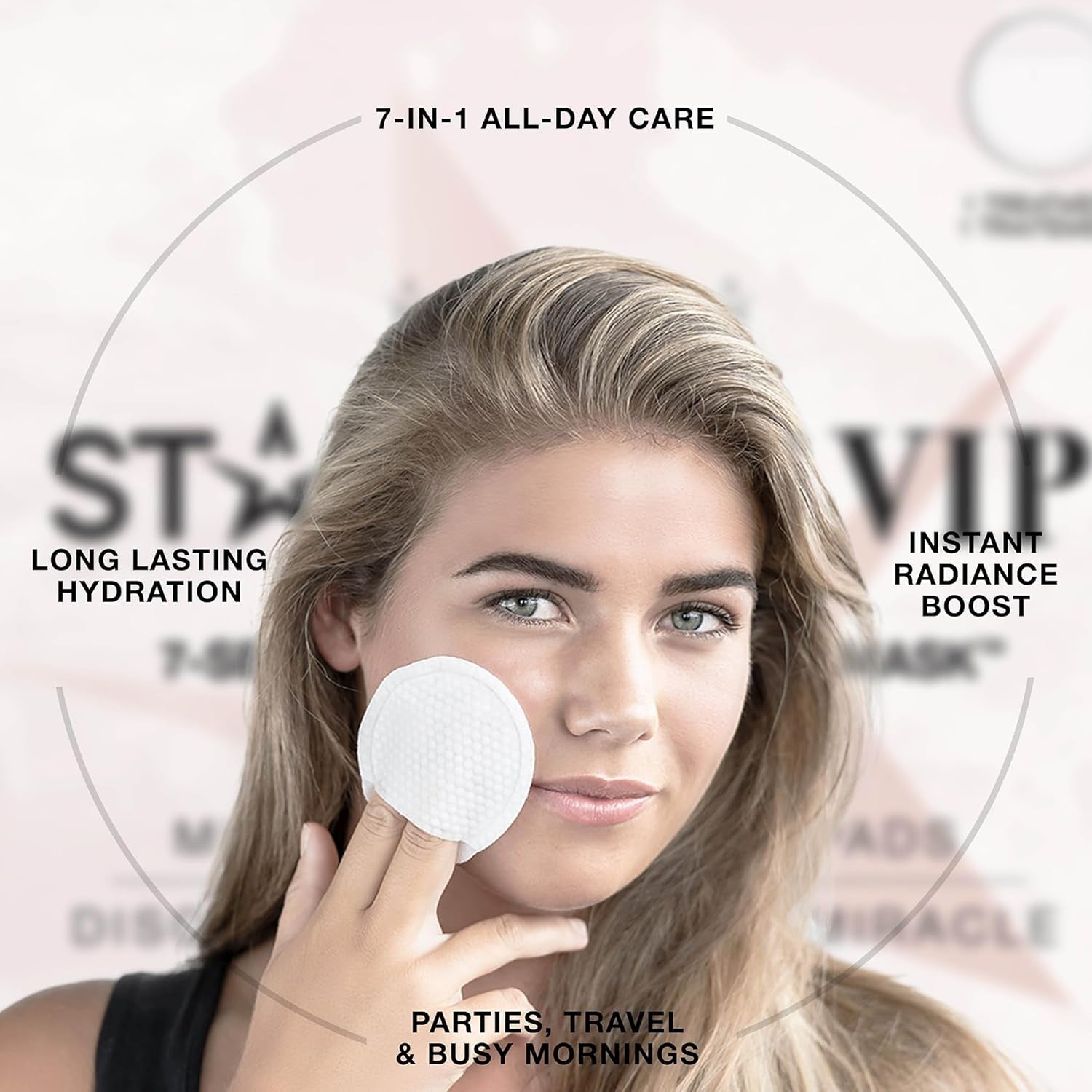 7 Seconds All-Day Mask, 7-In-1 Facial Korean Toner Pads for Instant Hydration and Refreshed Skin, All Skin Types, Exfoliating and Pore Care with 66% Kudzu Root, K Beauty Skincare (5 Pads)