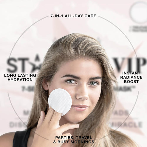 7 Seconds All-Day Mask, 7-In-1 Facial Korean Toner Pads for Instant Hydration and Refreshed Skin, All Skin Types, Exfoliating and Pore Care with 66% Kudzu Root, K Beauty Skincare (5 Pads)
