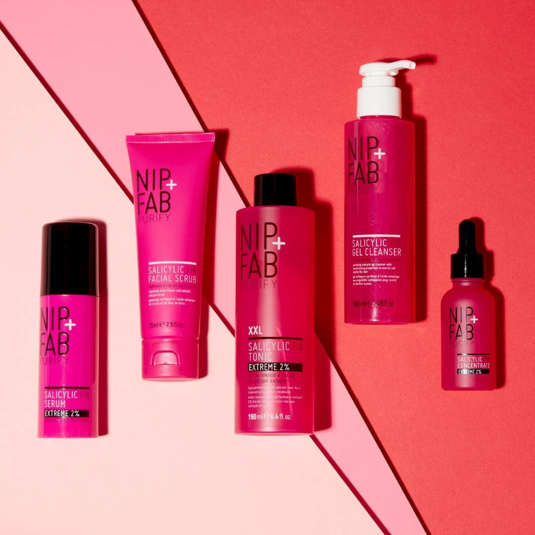 Nip + Fab Salicylic Acid Fix Serum Extreme 2% for Face with Aloe Vera and Purple Ginseng Extract, BHA Serum for Hydrating Skin Refine Pores Oil Control, 50 Ml