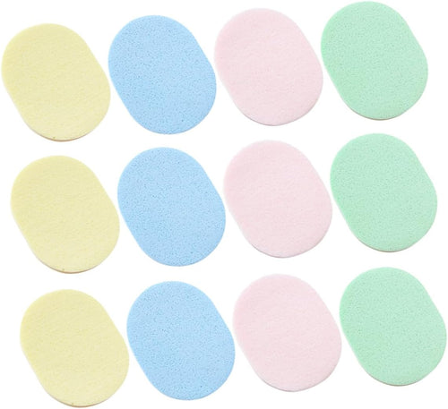 12Pcs Sponge Puff Cleaning Sponge Puff Makeup Powder Breathable Portable Simple and Compact Design Mixed Colour for Face Cleansing Assorted Style