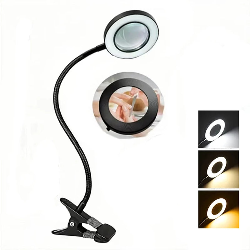 5X/10X New Luminous Magnifying Glass USB 3-Color LED Desk Lamp, Used for Soldering Iron Repair/Desk Lamp/Skincare and Beauty