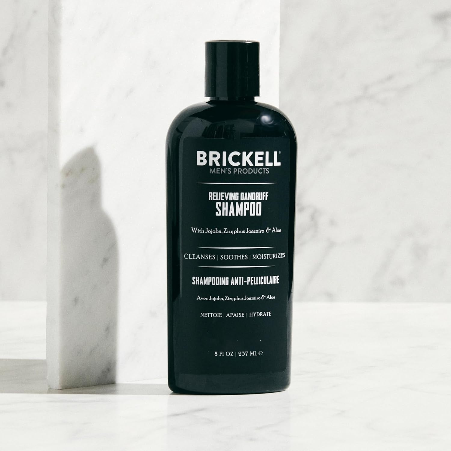 Brickell Men'S Relieving Dandruff Shampoo for Men, Natural & Organic, Soothes and Eliminates Dandruff with Ziziphus Joazeiro, Aloe and Jojoba Oil (237 Ml)