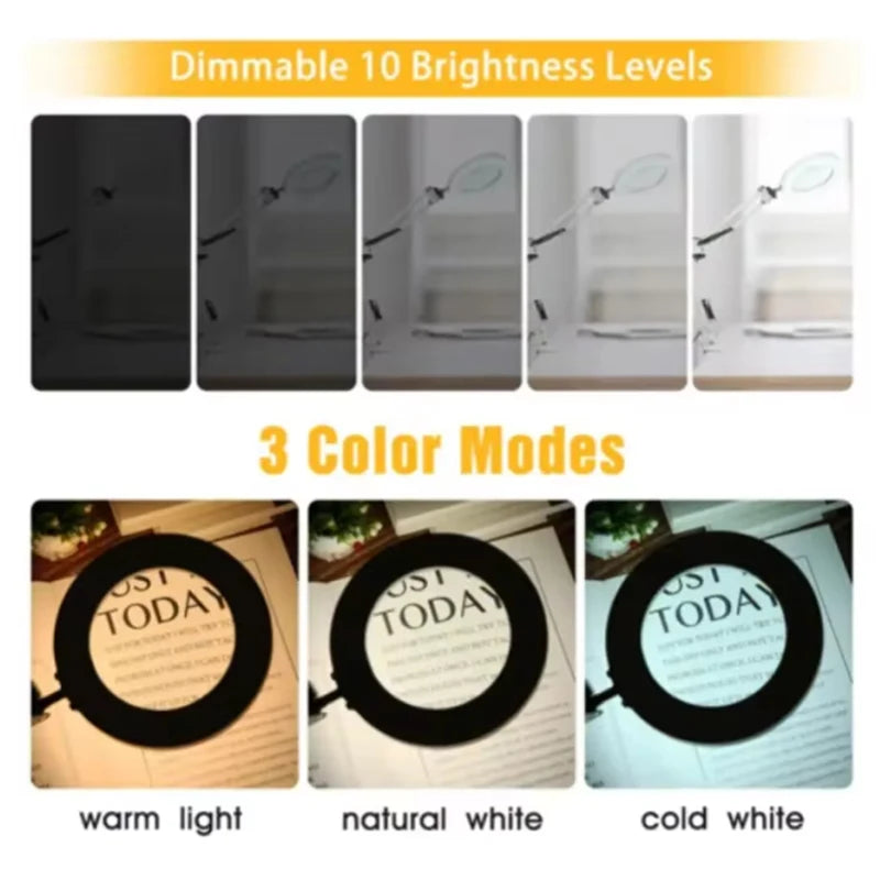 New Lighting Magnifying Glass USB72LED 8X/10X3 Color LED Magnifying Glass for Soldering Iron Repair/Desk Lamp/Skin Care Beauty