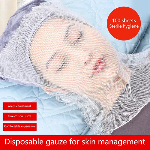 100Pcs Disposable Spa Face Gauze Mask Paper Sheet Beauty Salon Special Gauze Block Pre-Cut Facial Sheet Skin Fiber Paper