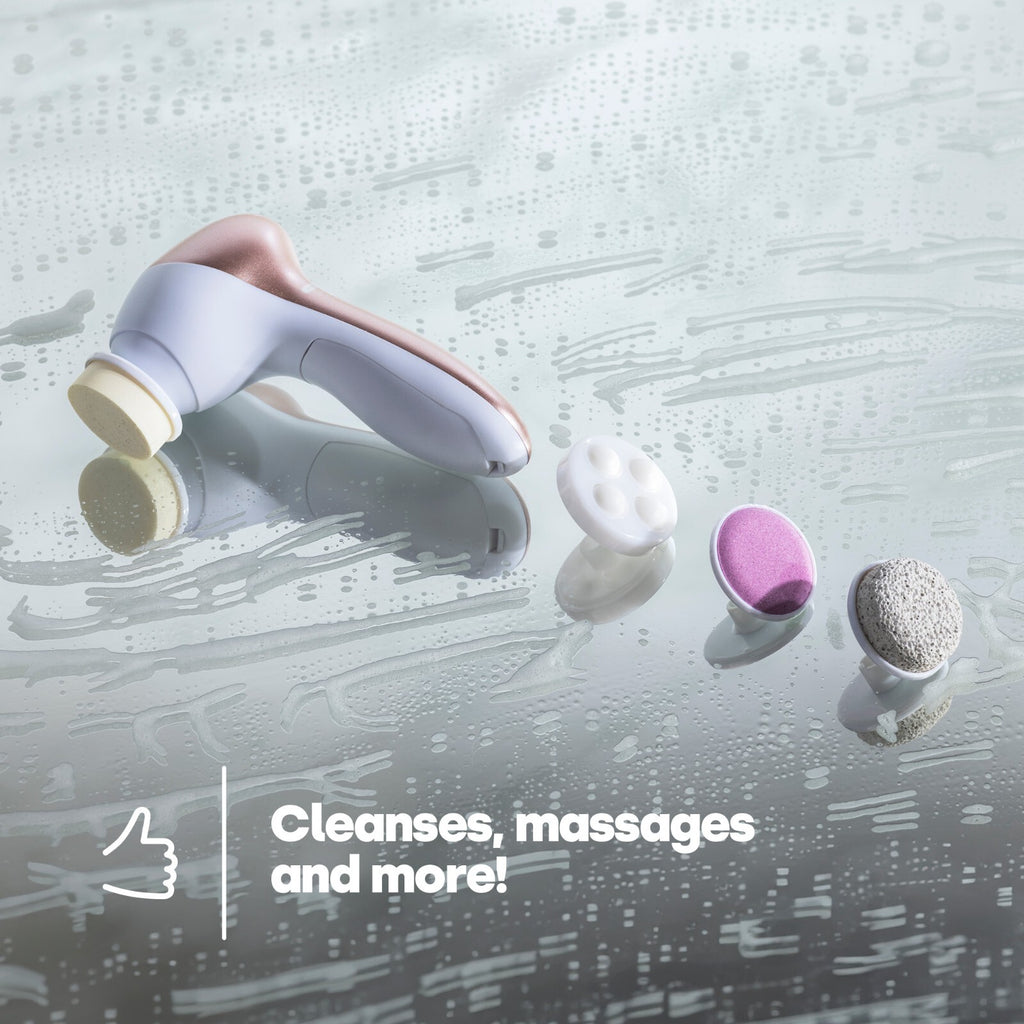 LIVIVO 7 in 1 Electric Facial Cleanser with Rotating Brush and Pumice Heads