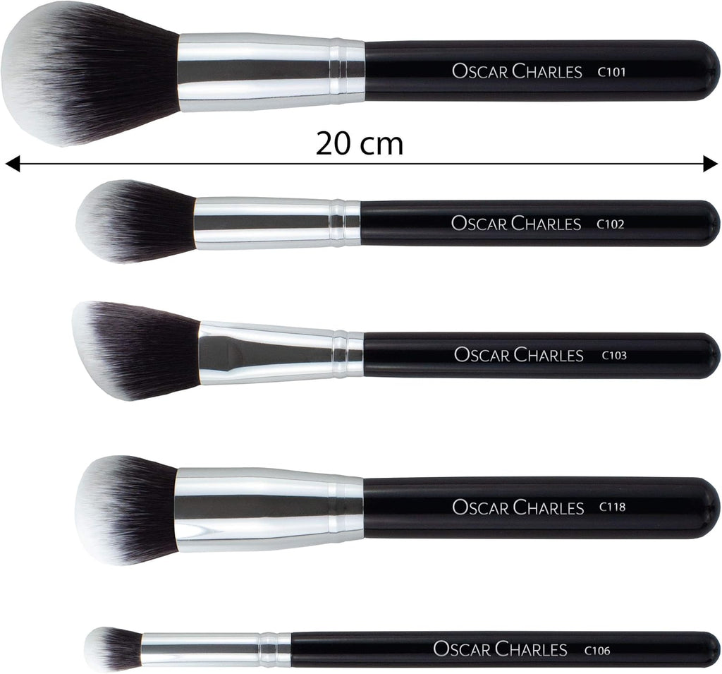 8-Piece Professional Makeup Brush Set with Beauty Sponge and Luxury Clutch Cosmetic Bag and Beautiful Gift Box - Silver