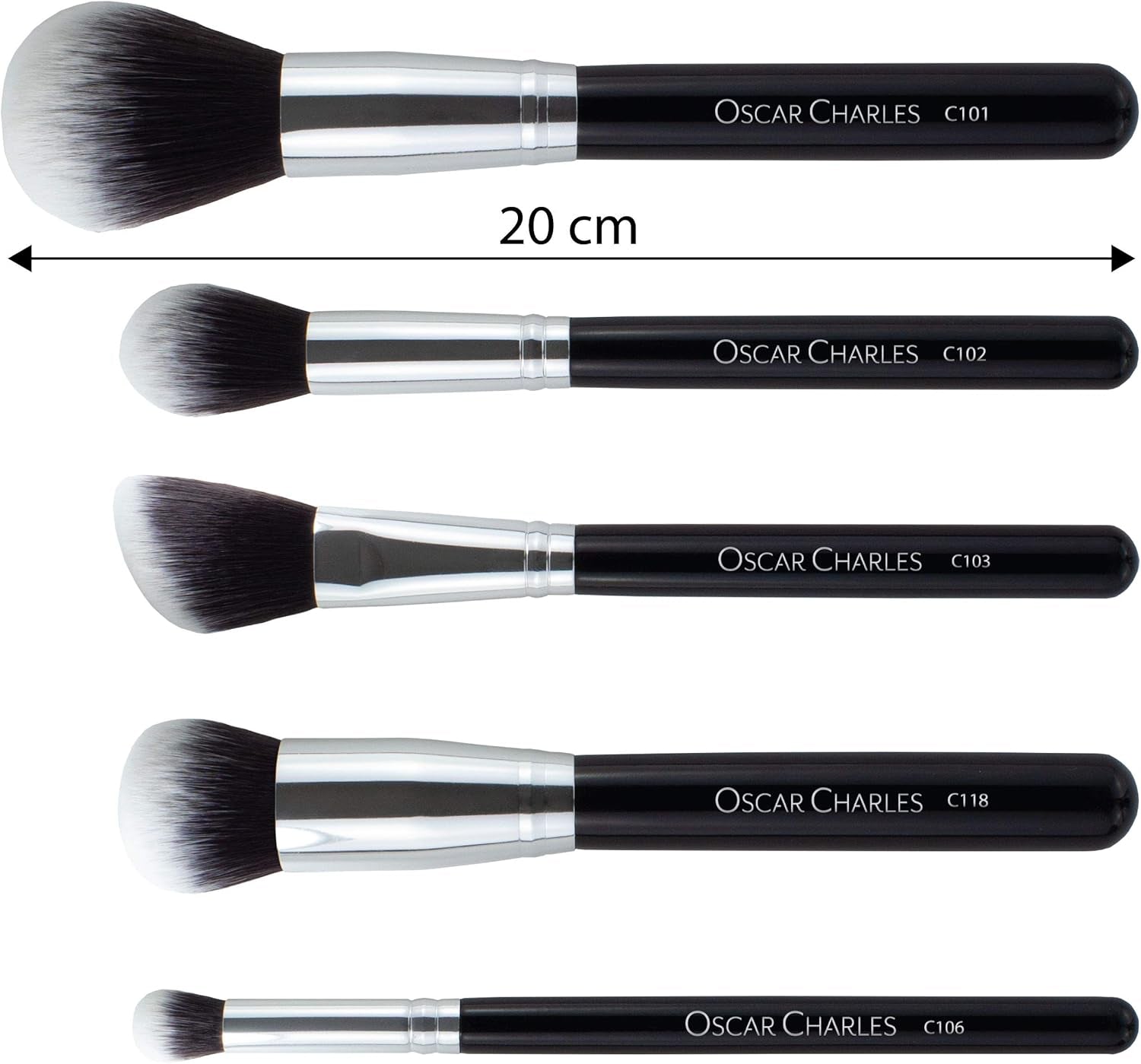 8-Piece Professional Makeup Brush Set with Beauty Sponge and Luxury Clutch Cosmetic Bag and Beautiful Gift Box - Silver