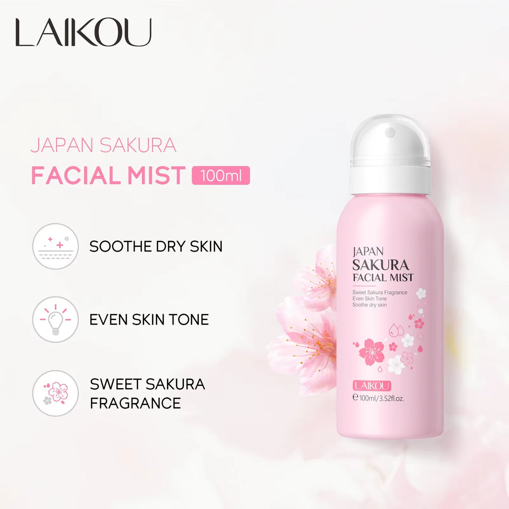 Sakura Facial Mist Brightening Spray Moisturizing Face Serum Brightening Toner Shrink Pores Oil Controlg Skincare 100Ml
