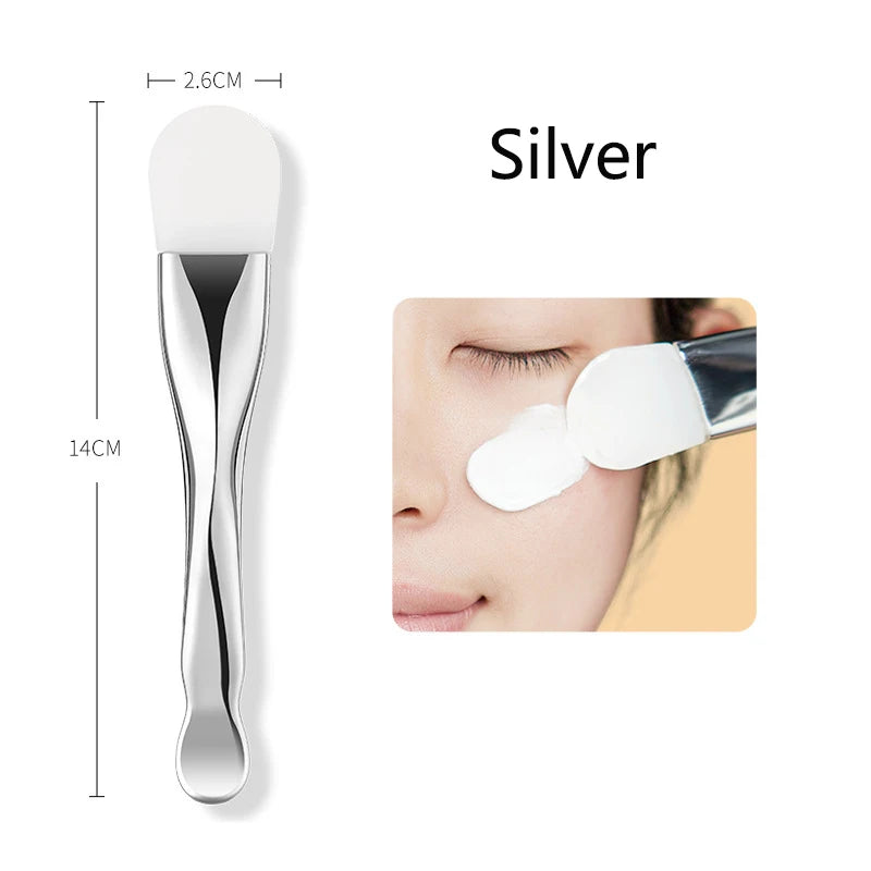 Silicone Facial Mask Brush Soft Head with Digging Spoon Dual-Use Mud Film Brush DIY Film Adjusting Beauty Tool Facial Skincare