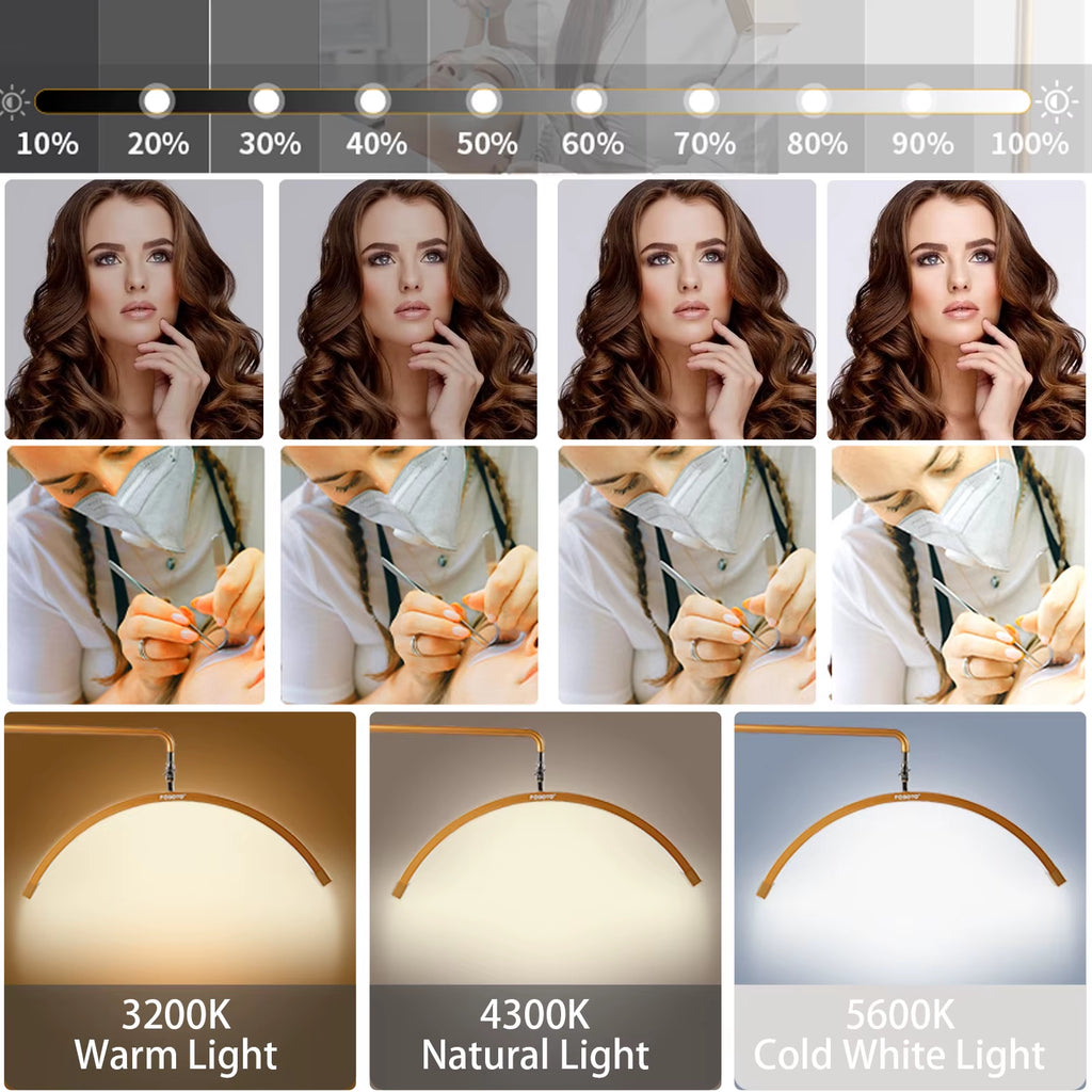Y16 28‘' Multi-Directional Half-Moon Light LED Lash Light with Tripod Stand for Beauty Eyelash Makeup Tattoo Tiktok Vide