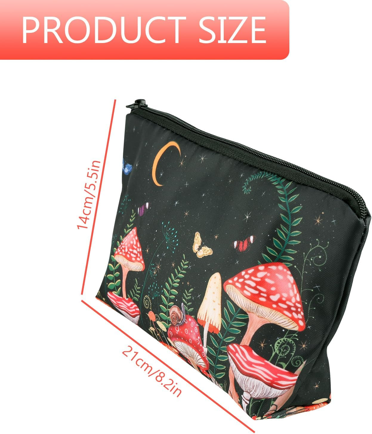 Women'S Cosmetic Bag - Adorable Sunflower Printed Zipper Pouch, Mushroom Colored Travel Makeup Organizer, Waterproof & Versatile for Everyday Use